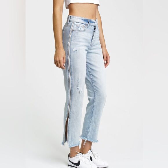 PISTOLA Charli Utopia NWOT Zipper High Rise Cropped Straight Leg Jeans Size 26 - Picture 2 of 13